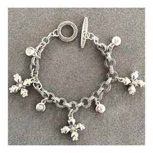 💕Silver Milgrain Charm Toggle Bracelet